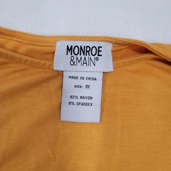 Monroe And Main Plus Size Midi Dress Size 1X Yellow  3/4 Sleeve - Picture 4 of 5